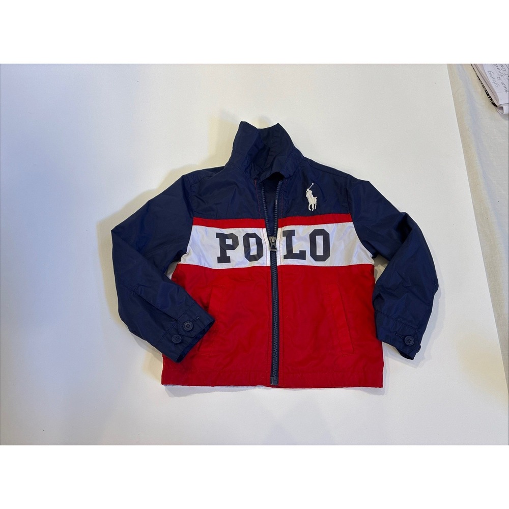 Ralph Lauren Polo Hoodie Youth Zip Up Jacket Colorblock 67 Six Seven Sz 4T Boys